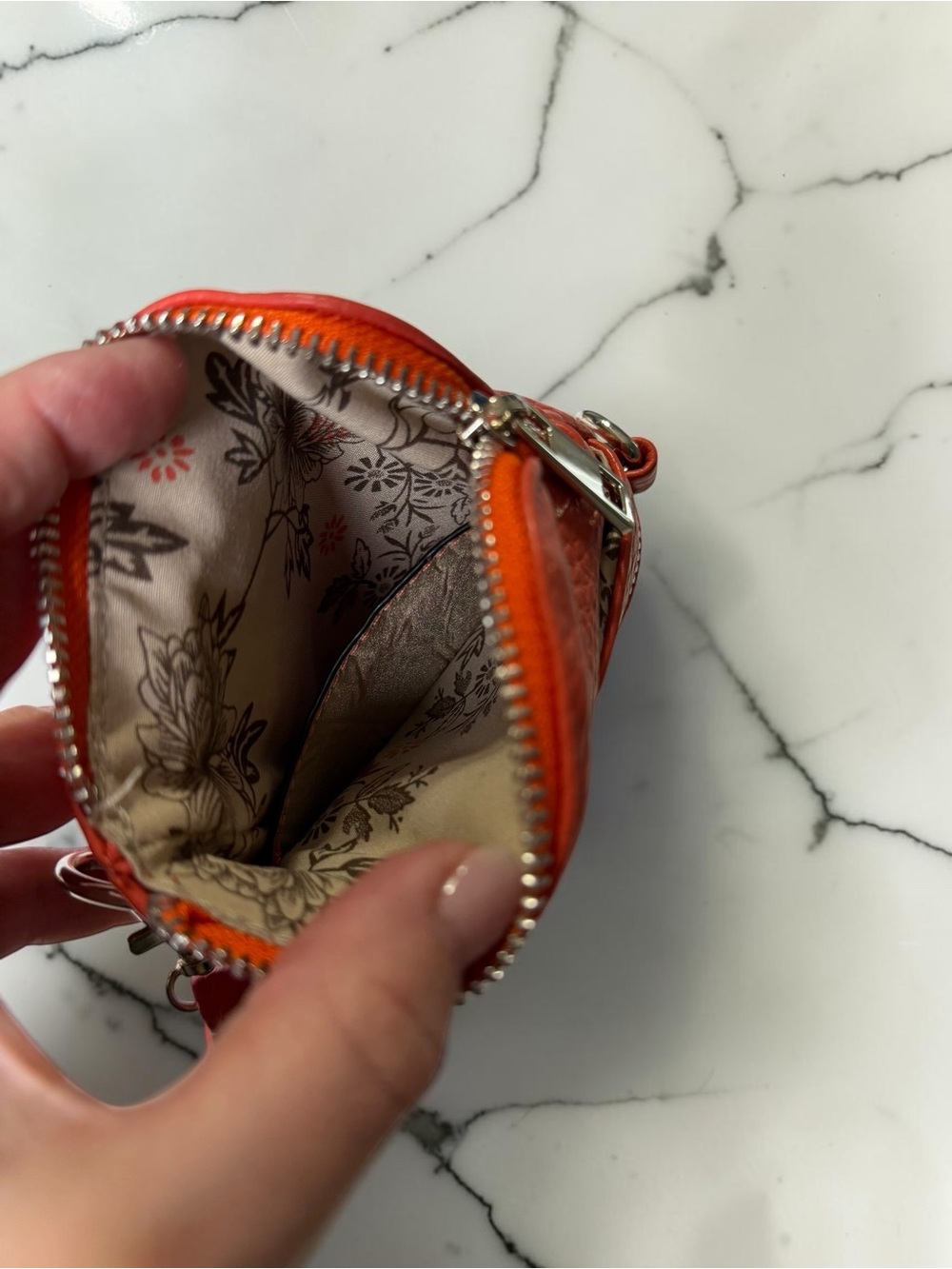 Genuine Leather Small Crossbody Phone Bag Orange Y2K Multi-Pocket Boho Purse - Picture 3 of 6